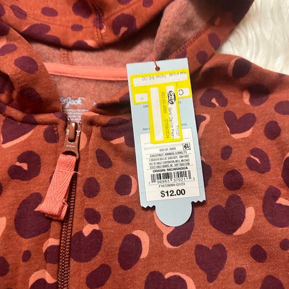 Girls' Zip-Up Fleece Hoodie Sweatshirt - Cat & Jack™ Chestnut Orange - SMALL - Picture 3 of 3